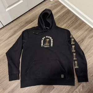 Harley Davidson Men's #1 Skull Sweatshirt Pullover Hoodie Black Size Large